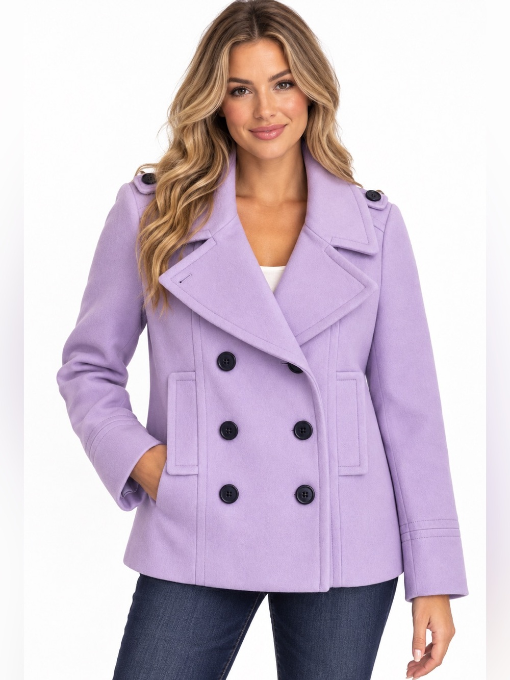 J. Crew Lilac Double-Breasted 100% WOOL Peacoat Size 4
